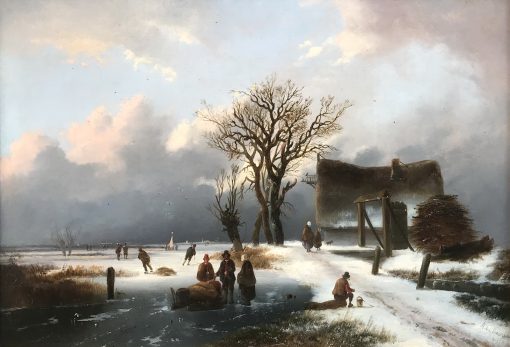 Villagers on a Frozen Waterway