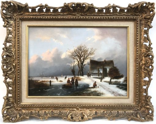 Villagers on a Frozen Waterway - Image 2
