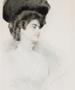 Bust of a young woman in profile