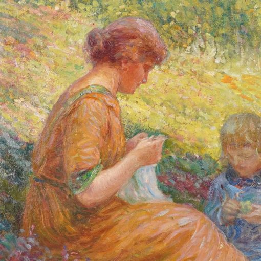 Young women sewing in the garden - Image 3