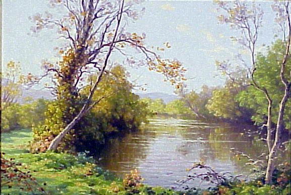 An Autumnal Riverside Scene - The Englishman Fine Art