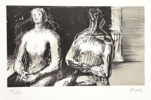 Two Seated Figures Against a Pillar