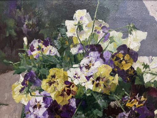 Yellow and purple pansies in a basket - Image 3