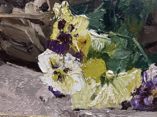 Yellow and purple pansies in a basket - Image 4