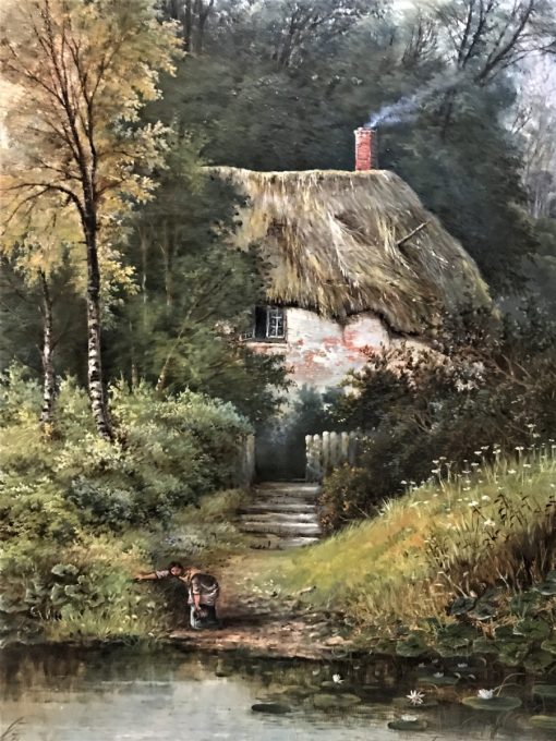 O J Clark - A Rural Cottage by a Stream - Image 4