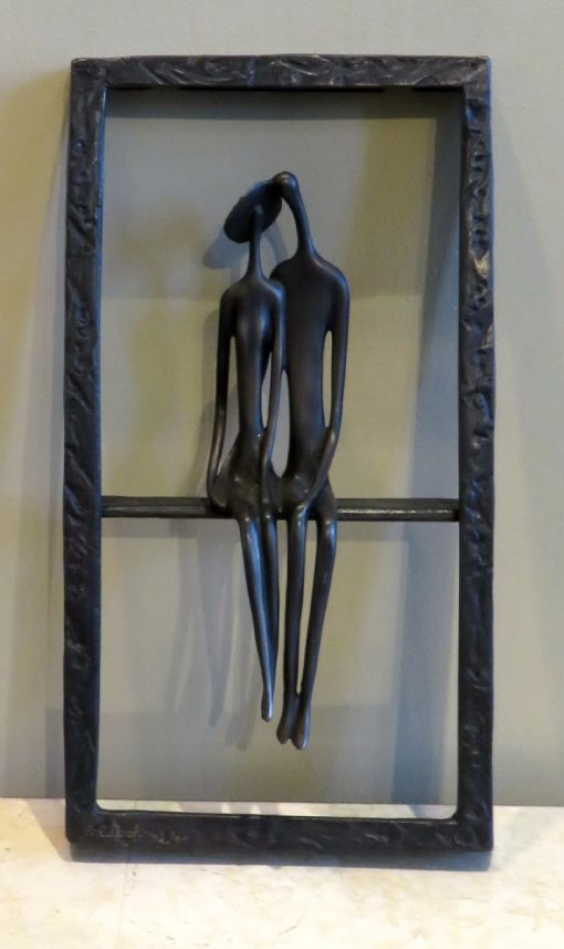 Small Wall Sculpture, Couple with Hat - Image 2