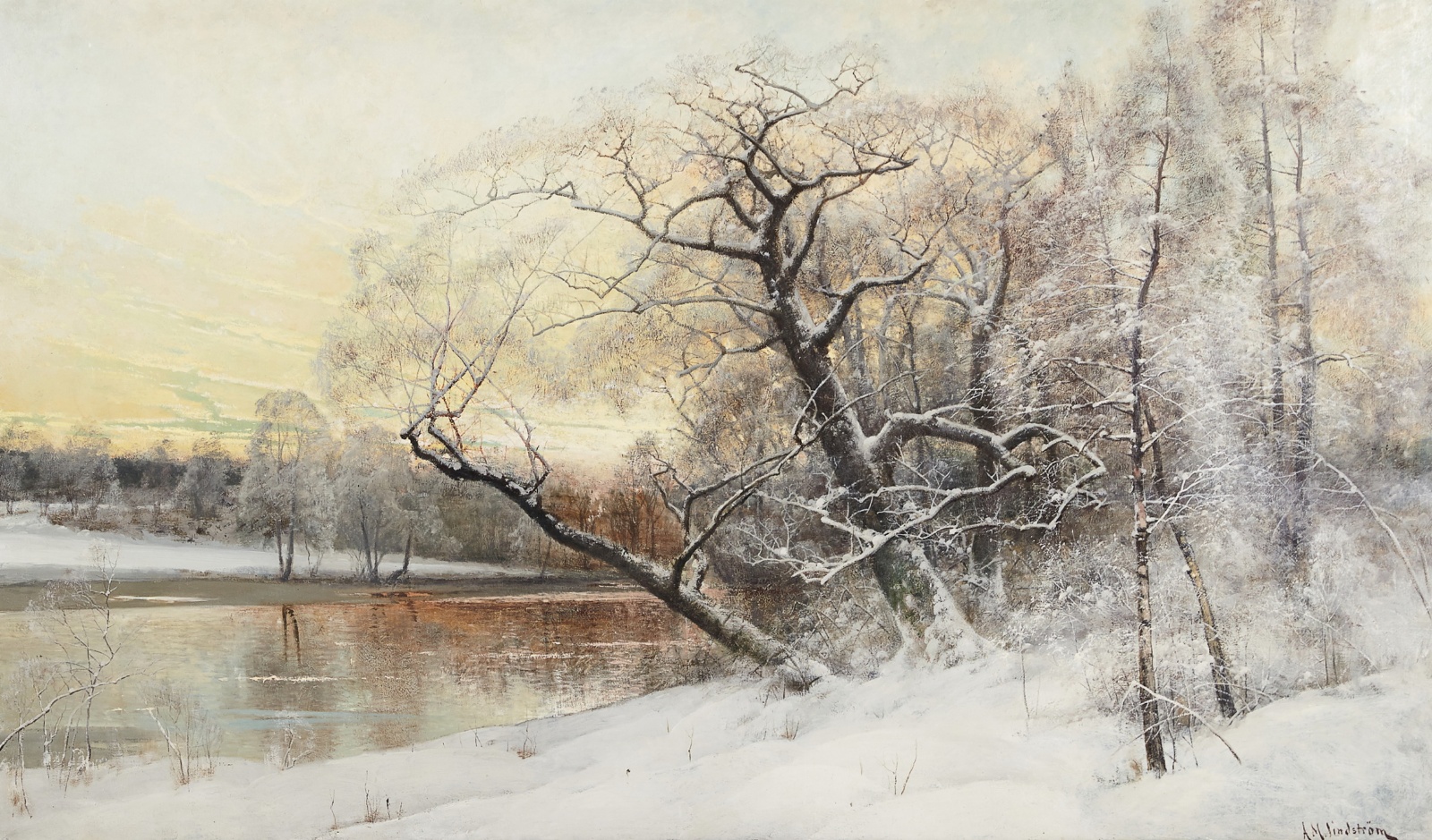 A Winter's Sunset over the River