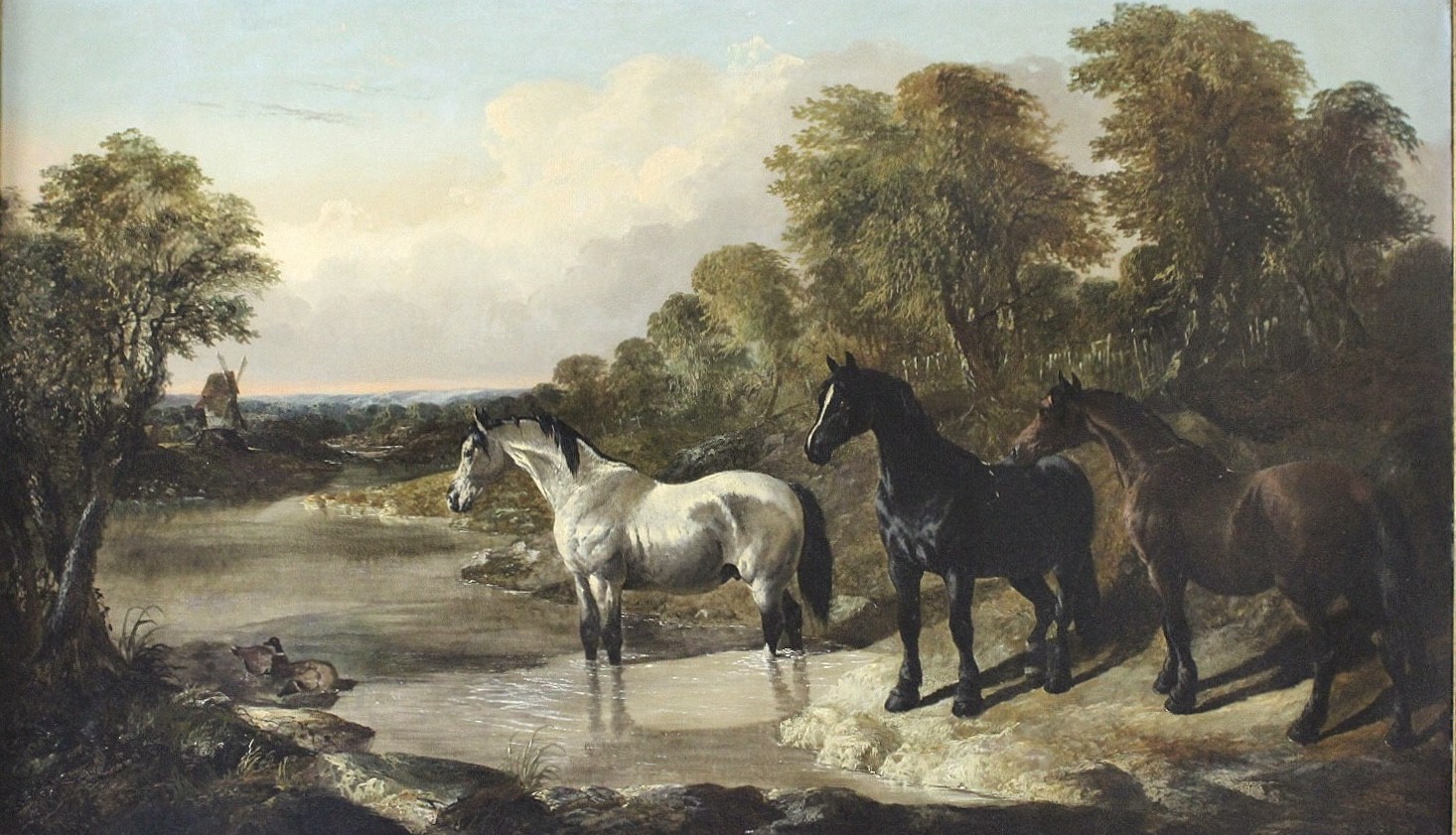 A River Landscape with Horses