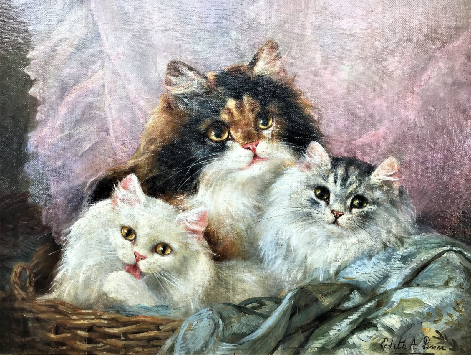 Edith A. Penn - Three Cats in a Basket