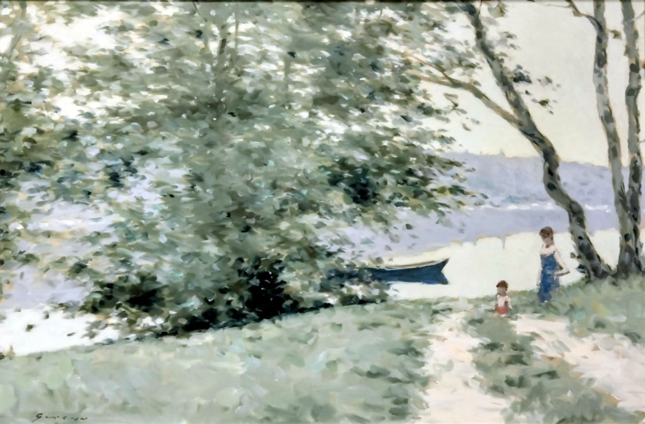Two women on the banks of a river