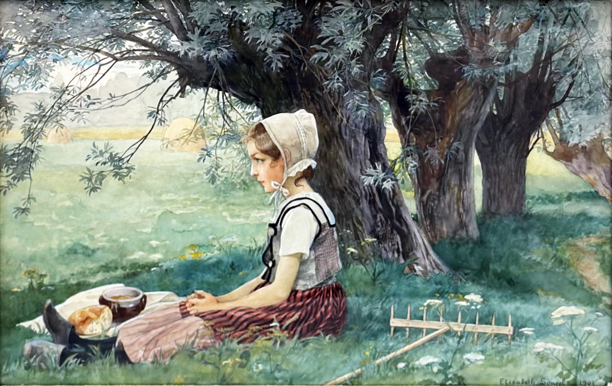 Elisabeth Sonrel (French, 1874-1953) - Breton Woman Resting Under Tree