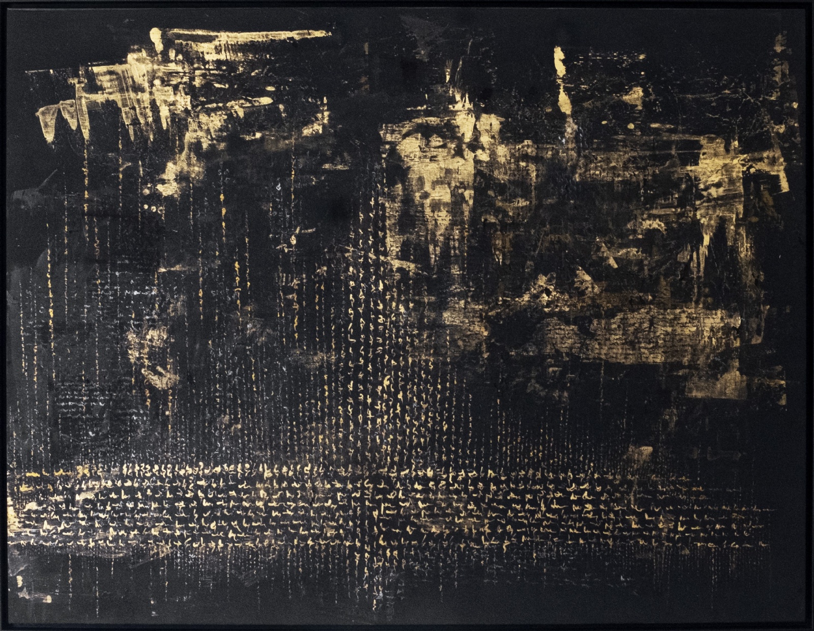 Prophecy - Ink gold powder and iron on canvas