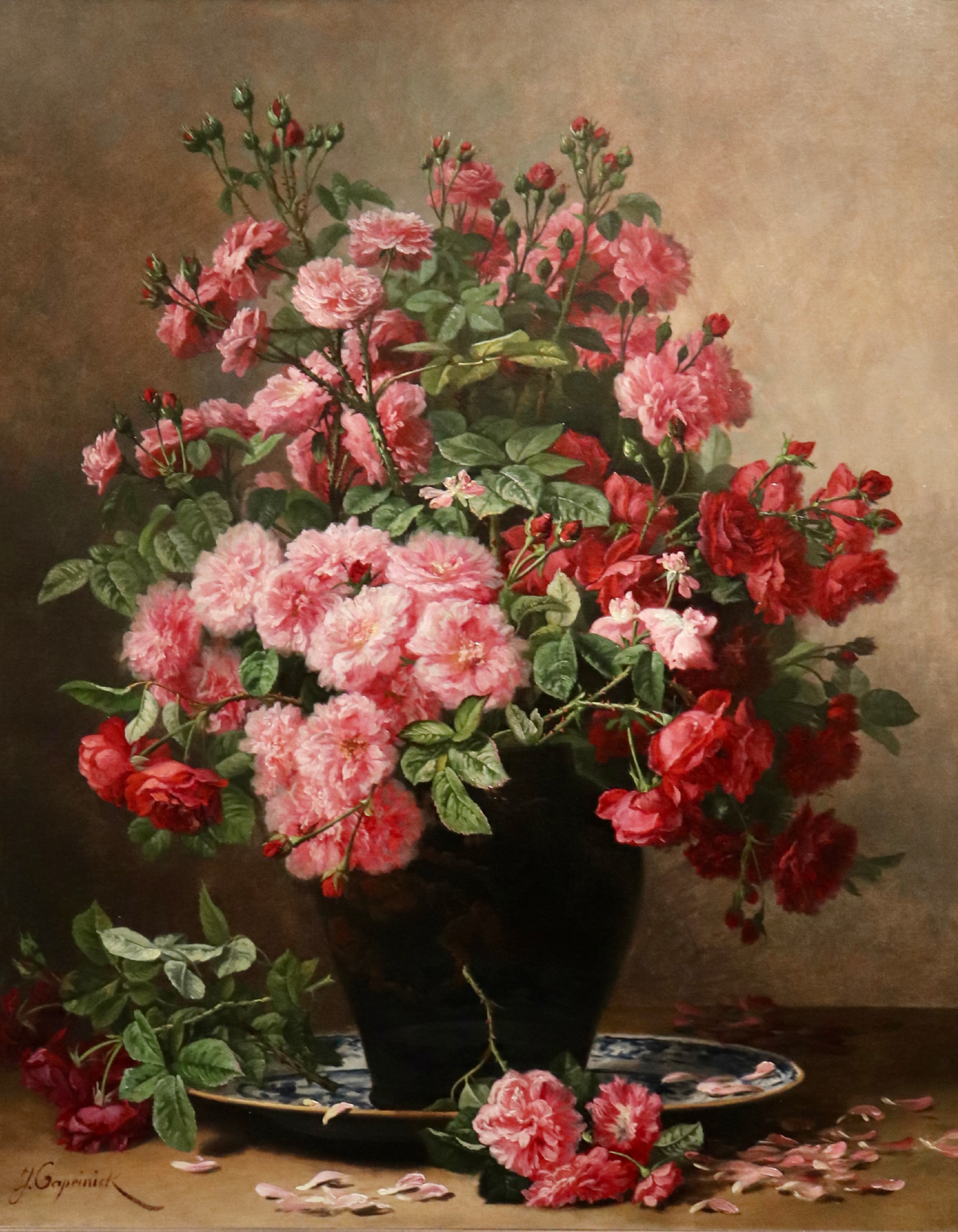Jean Capeinick - Flower vase of Roses