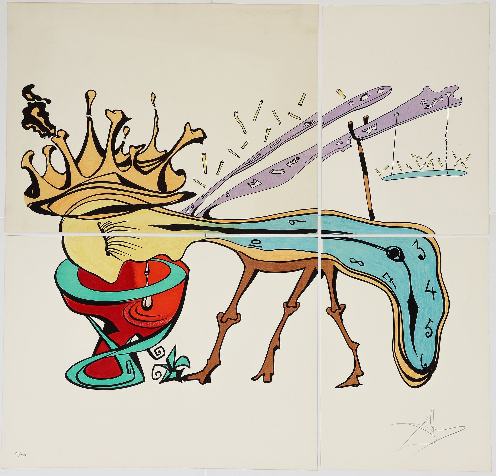 Royal Insect Metamorphosis Signed Lithograph in 4 pieces